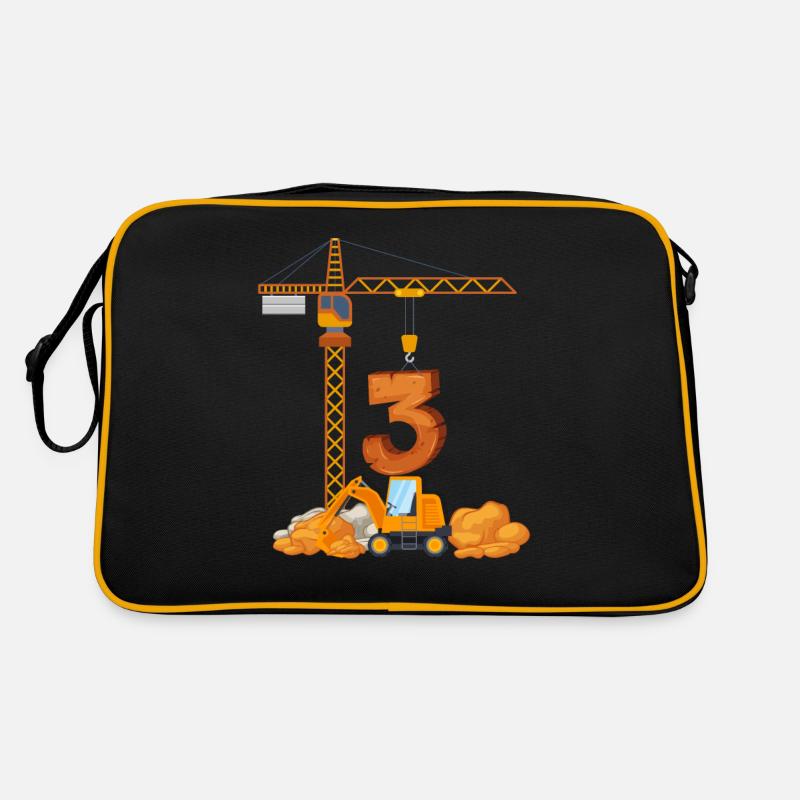 Bagger Geburtstagsgeschenk 3 Jahre Baustelle Retro Tasche