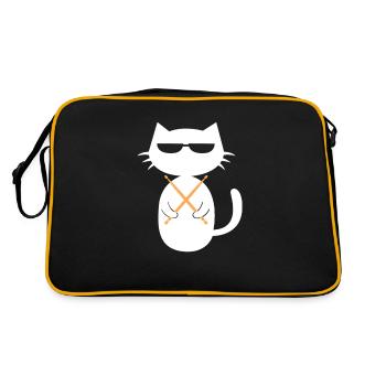 Drums Cat Drummer Pet Drummer - Sac Retro - noir/or - Dos
