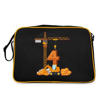 Excavator birthday present 4 years construction site - Retro Bag - black/gold - Back