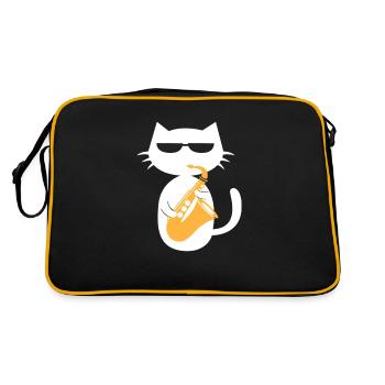 Saxophone Cat Saxophoniste Jazz Musicien Cadeau - Sac Retro - noir/or - Dos