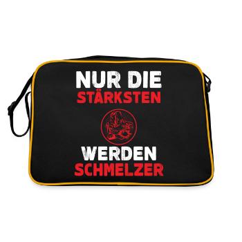 Metallschmelzer Schmelzer Schweißer Geschenk - Retro Tasche - Schwarz/Gold - Hinten