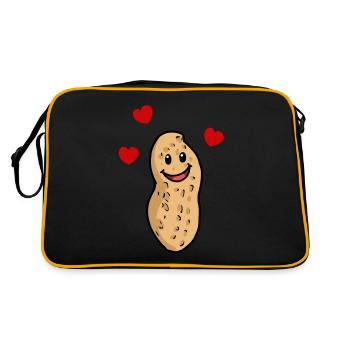 Romantic peanut love heart friendship - Retro Bag - black/gold - Back