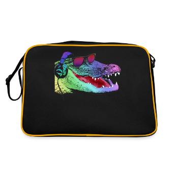 Cool Neon Alligator DJ - Retro Bag - black/gold - Back