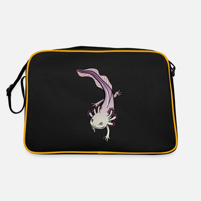 Axolotl - Retro Tasche - Schwarz/Gold