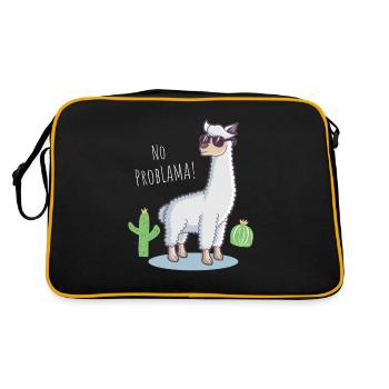 Funny Gift Lama No Problama Cactus Design - Retro Bag - black/gold - Back