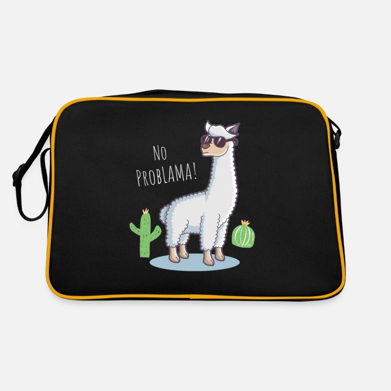 Funny Gift Lama No Problama Cactus Design Retro Tasche