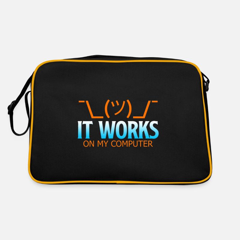 It works on my computer - Funny Developer Shirt - Sac Retro - noir/or