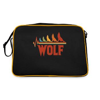 Wolf Heartbeat Wolves Pulse Wolfpack Gift - Retro Bag - black/gold - Back