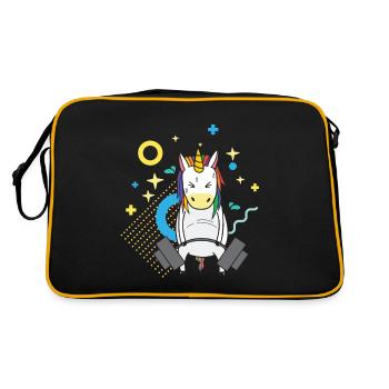 Einhorn Fitness Gym Sport Gewichtheben Geschenk - Retro Tasche - Schwarz/Gold - Hinten