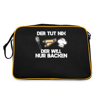 Plätzchen backen Bäcker - Retro Tasche - Schwarz/Gold - Hinten