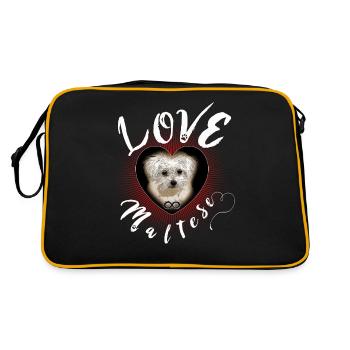 Maltese Dog Puppy Endless Love - Retro Bag - black/gold - Back