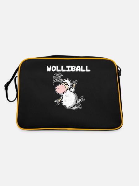Wolliball Volleyball Schaf - Retro Tasche - Schwarz/Gold