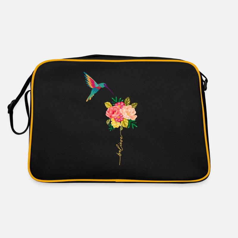 Kolibri - Retro Tasche - Schwarz/Gold