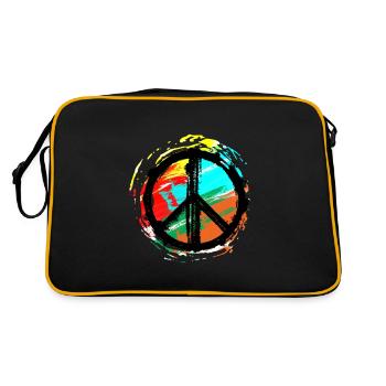 Peace - Farben - Retro Tasche - Schwarz/Gold - Hinten