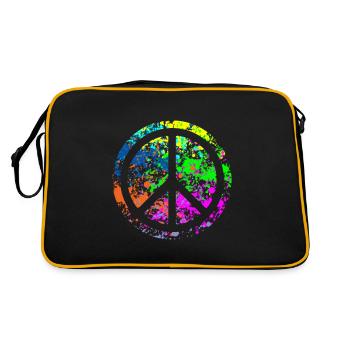 Peace - Farben - Retro Tasche - Schwarz/Gold - Hinten