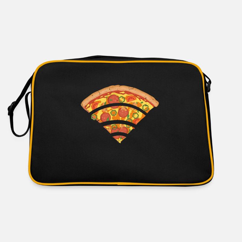 Pizza Wlan Wifi Internet Signal Computer Geschenk Retro Tasche
