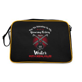 T-shirt for authors, bloggers and writers - Retro Bag - black/gold - Back