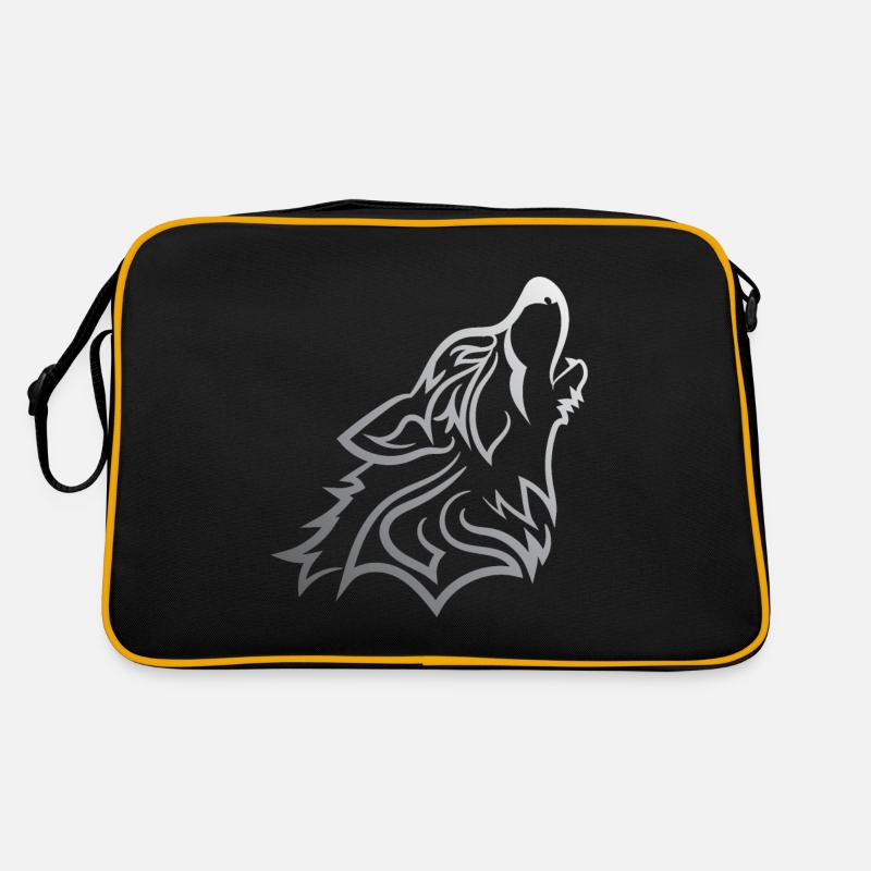 Howling Wolf - Funny Graphic Silvered Wolf Design Retro Tasche