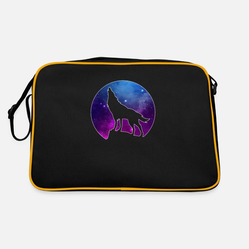 Wolf - Retro Tasche - Schwarz/Gold