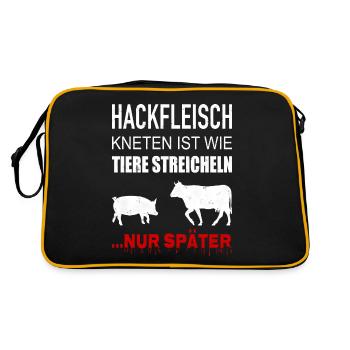 Kneading minced meat is like caressing animals - Retro Bag - black/gold - Back