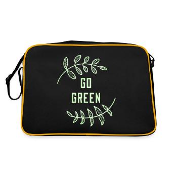 Go Green Spruch Blatt Erde Planet Klimawandel Grün - Retro Tasche - Schwarz/Gold - Hinten