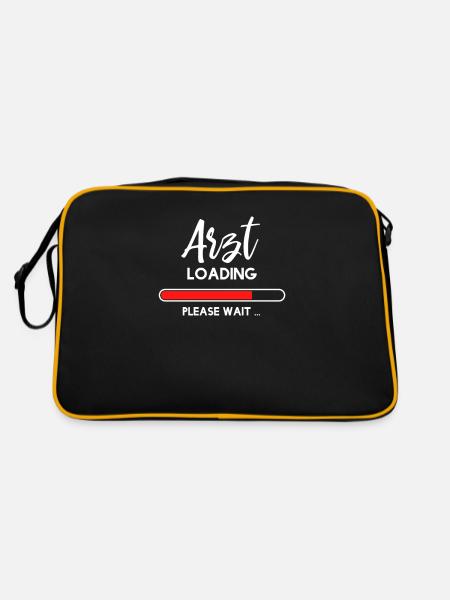 Arzt loading - Medizinstudent Medizin Studium Arzt - Retro Tasche - Schwarz/Gold - Hinten