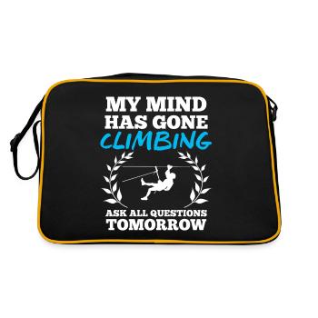 Bergsteigen Bergsteiger Climbing Klettern Berge - Retro Tasche - Schwarz/Gold - Hinten