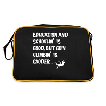 Bergsteigen Bergsteiger Climbing Klettern Berge - Retro Tasche - Schwarz/Gold - Hinten