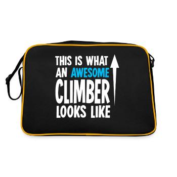 Bergsteigen Bergsteiger Climbing Klettern Berge - Retro Tasche - Schwarz/Gold - Hinten
