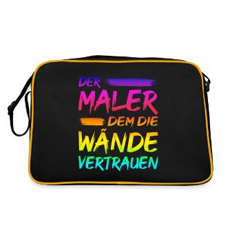 Maler Lackierer Spruch Geschenk - Retro Tasche - Schwarz/Gold - Hinten