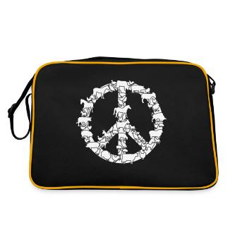 Peacezeichen mit Tieren - Retro Tasche - Schwarz/Gold - Hinten