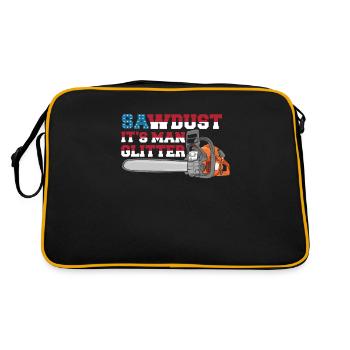 USA Sägemehl ist Männer Glitzer Holzfäller Säge - Retro Tasche - Schwarz/Gold - Hinten