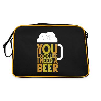 Bière Humour Drôle Dire Drôle Cadeau - Sac Retro - noir/or - Dos