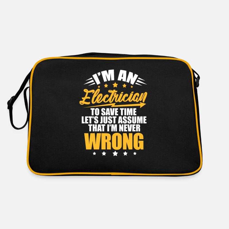 Elektriker Strom Elektrik Handwerker Geschenk - Retro Tasche - Schwarz/Gold