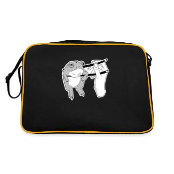 Satire Funny Frog Chopsticks Asian Gift - Retro Bag - black/gold - Back