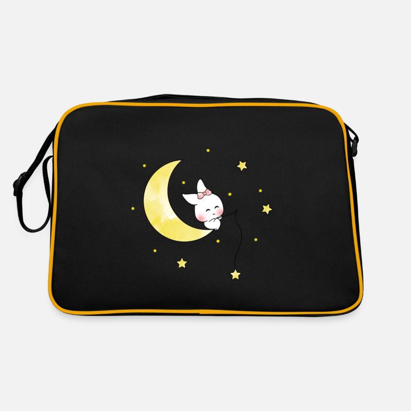 Mann im Mond - Retro Tasche - Schwarz/Gold