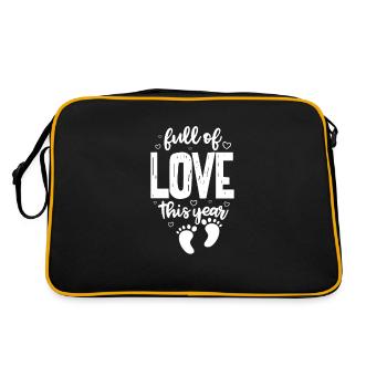 Schwangerschaft Schwanger Babybauch Baby Geschenk - Retro Tasche - Schwarz/Gold - Hinten