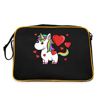 Licorne avec coeurs licorne valentine day - Sac Retro - noir/or - Dos