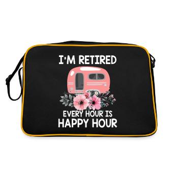 I'm Retired Every Hour Is Happy Hour Funny Camping - Retro Bag - black/gold - Back