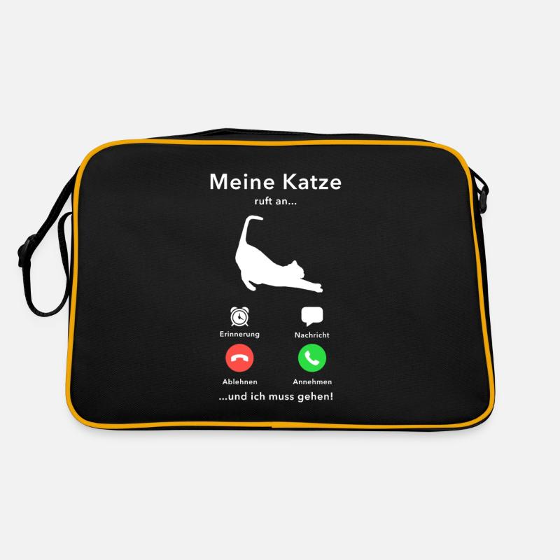 Katze Ruft An Lustiges Katzen Geschenk Retro Tasche