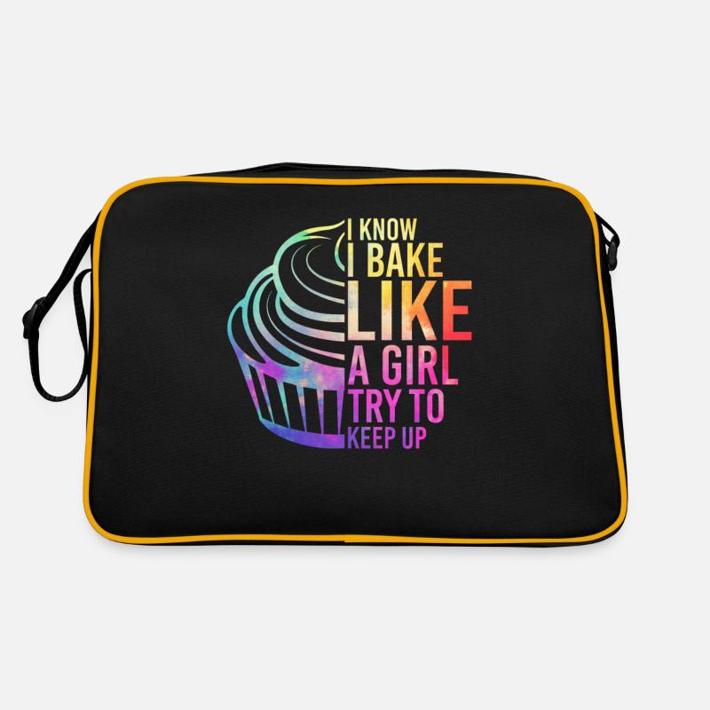 I Know I Bake Like A Girl Try To Keep Up Funny Retro Tasche