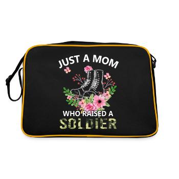 Just A Mom Who Raised A Solider Flowers Mother - Retro Bag - black/gold - Back