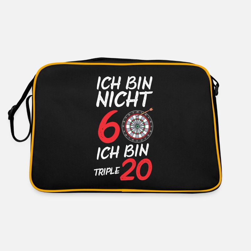 60 Jahre Dart Dartscheibe Geschenk Geburtstag - Retro Tasche - Schwarz/Gold