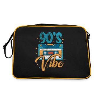 90er Jahre Neunziger 90s Kassette Retro Geschenk - Retro Tasche - Schwarz/Gold - Hinten