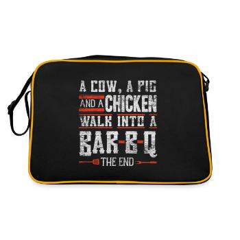 BBQ Grillen - Retro Tasche - Schwarz/Gold - Hinten