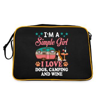 Je suis une fille simple, j'aime les chiens, le camping et le vin - Sac Retro - noir/or - Dos