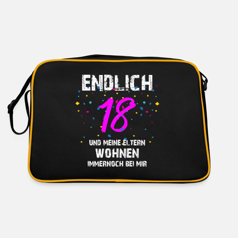 Endlich 18 Geburtstag Lustig Eltern Volljährig Retro Tasche