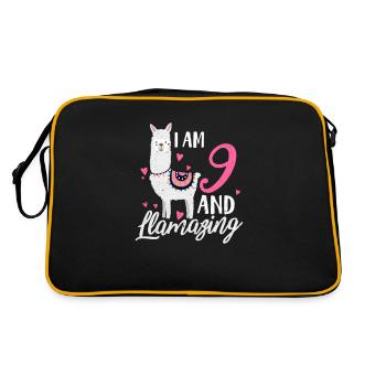 9th Birthday Lama - Retro Bag - black/gold - Back