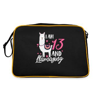 13th birthday llama - Retro Bag - black/gold - Back