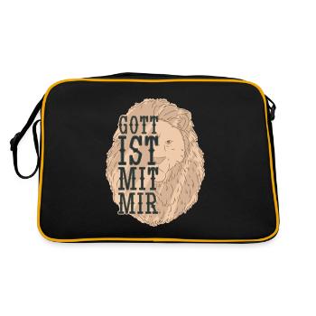 Gott ist mit Mir - Retro Tasche - Schwarz/Gold - Hinten
